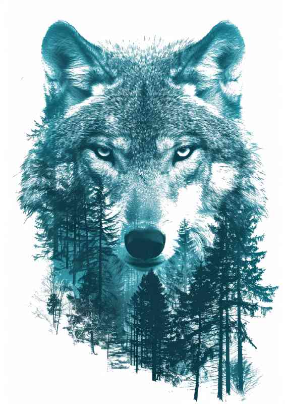 Wolfs head in the elegant forest