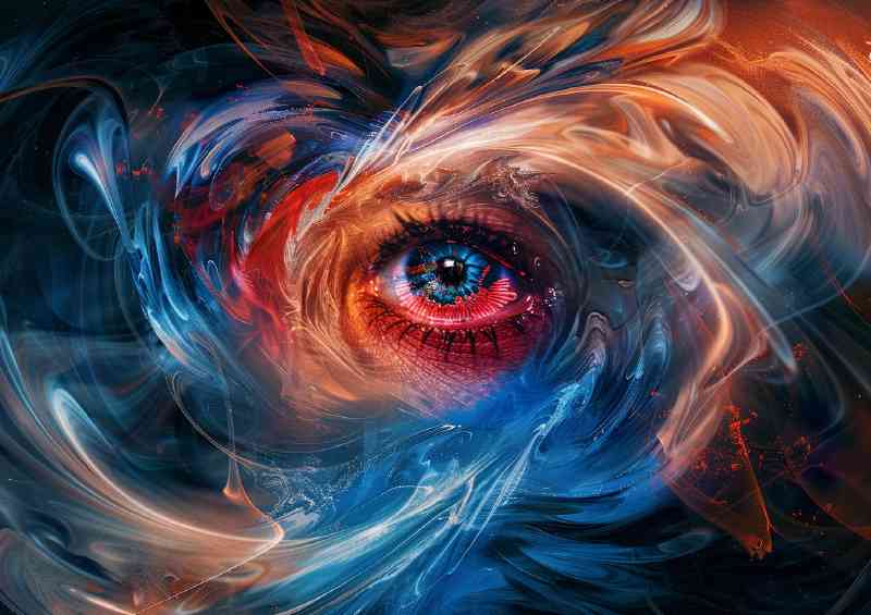 Digital eye surrounded by waves