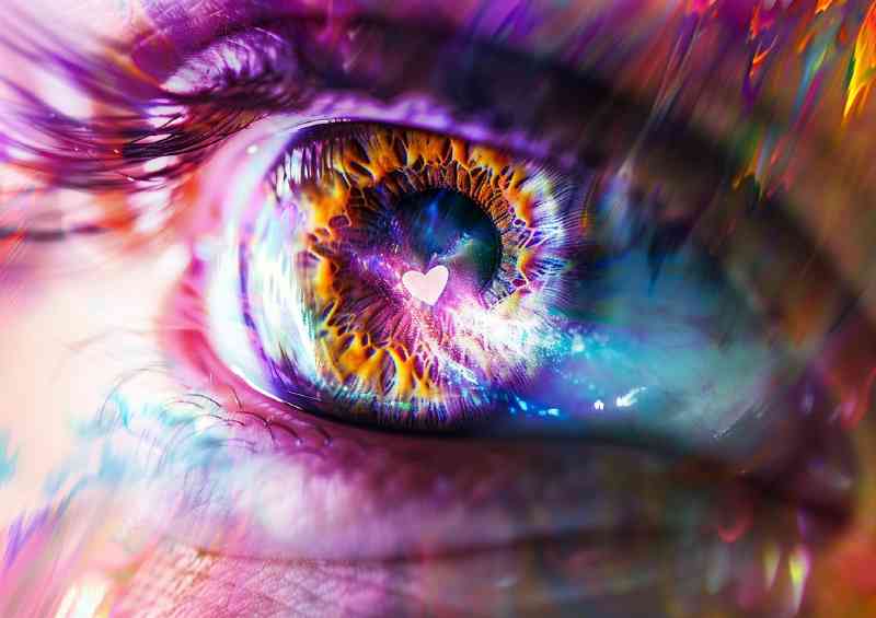 Digital eye with heart in iris