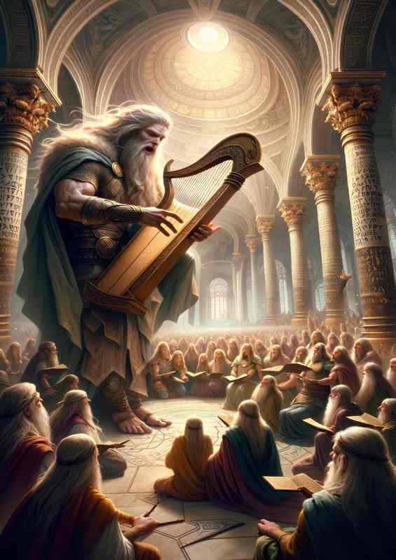 Norse god Bragi god of poetry with a harp in hand