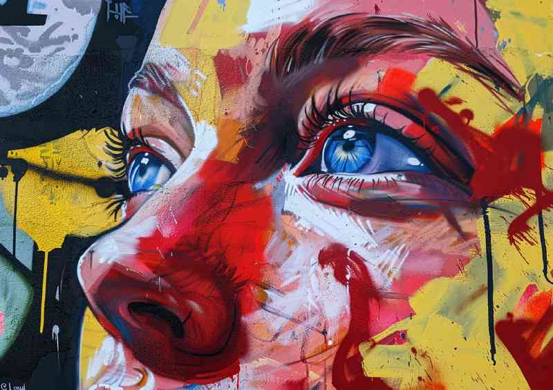 Street style painted face blue eyes
