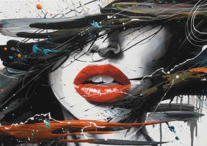 Womans artistic abstract face paint splash
