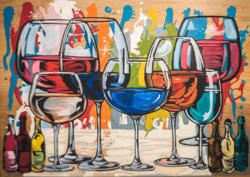 A Table full of coloured wine | Metal Poster