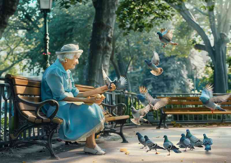 Elderly woman on the park bench