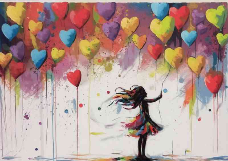 The painted love balloons colourful