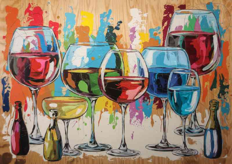 Various colourful wine glasses