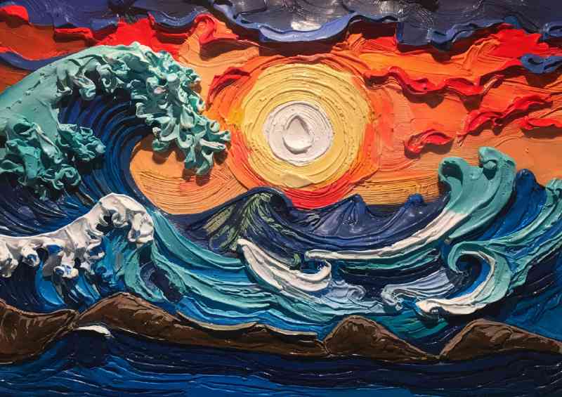 Vibrant and pallete knife textured sea painting