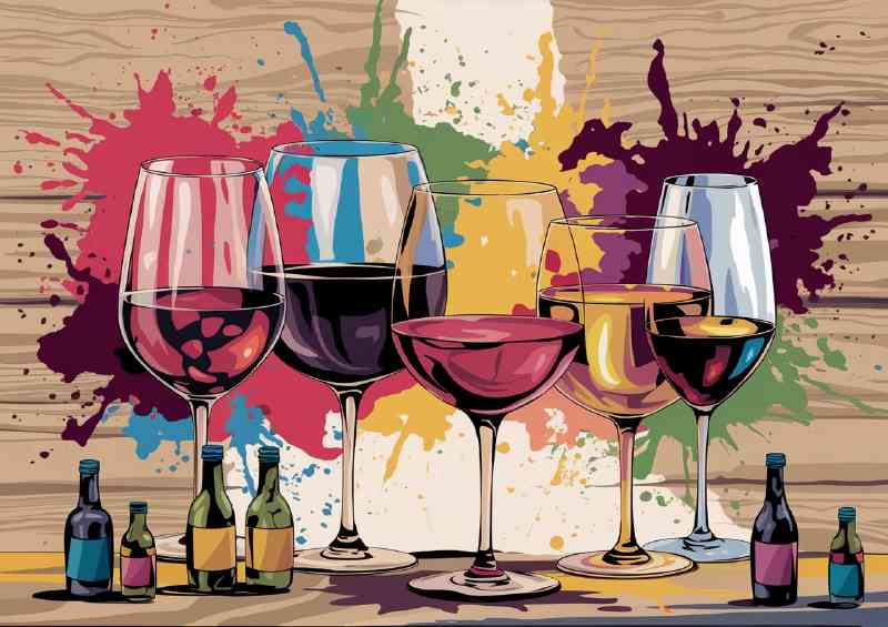 Vibrant various colours wine glasses