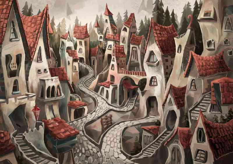 Whimsical town flowing paths