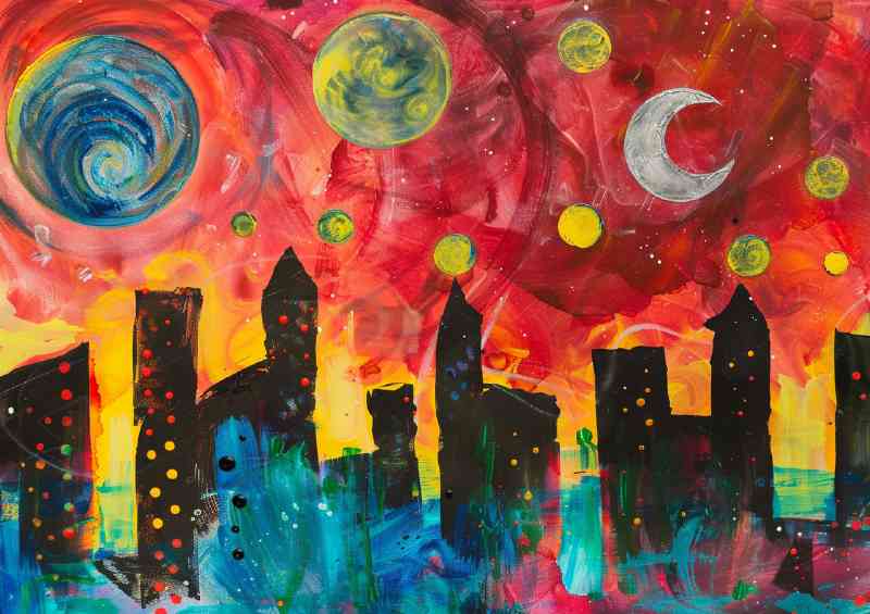 Abstract village with tall buildings surround