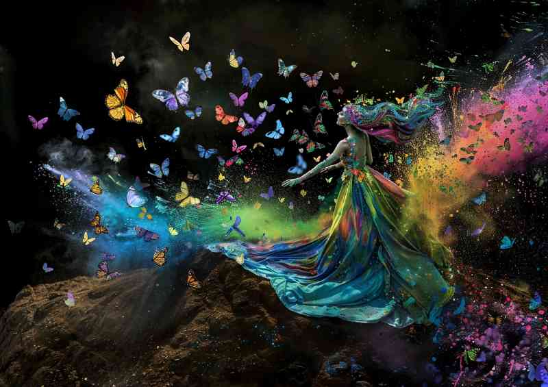 Beautiful Powerful lady with the butterflies dress