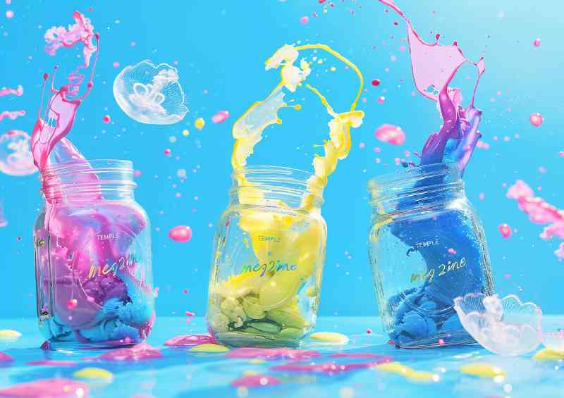 Colour jars splashed paint