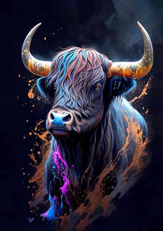 Bold Bull Brilliance Stunning Splash Art Display