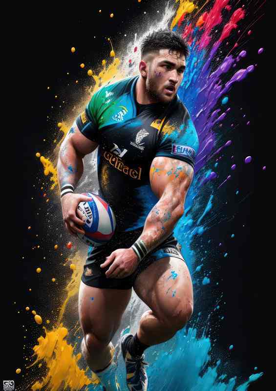 Bold Rugby Beauty Striking Splash Art Display