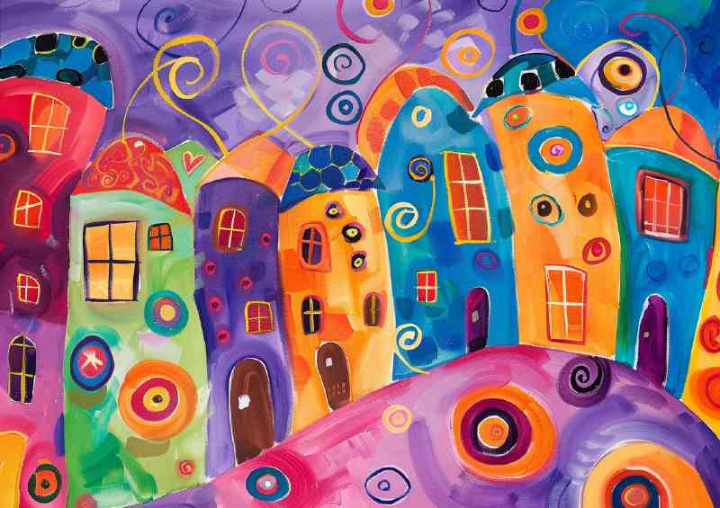 Idylic painted village on the hil