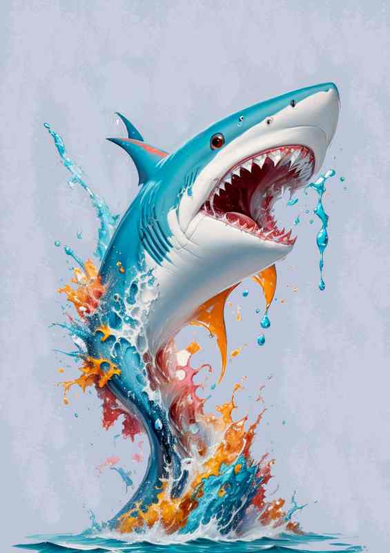 Chromatic Predator Shark jumping out of the sea