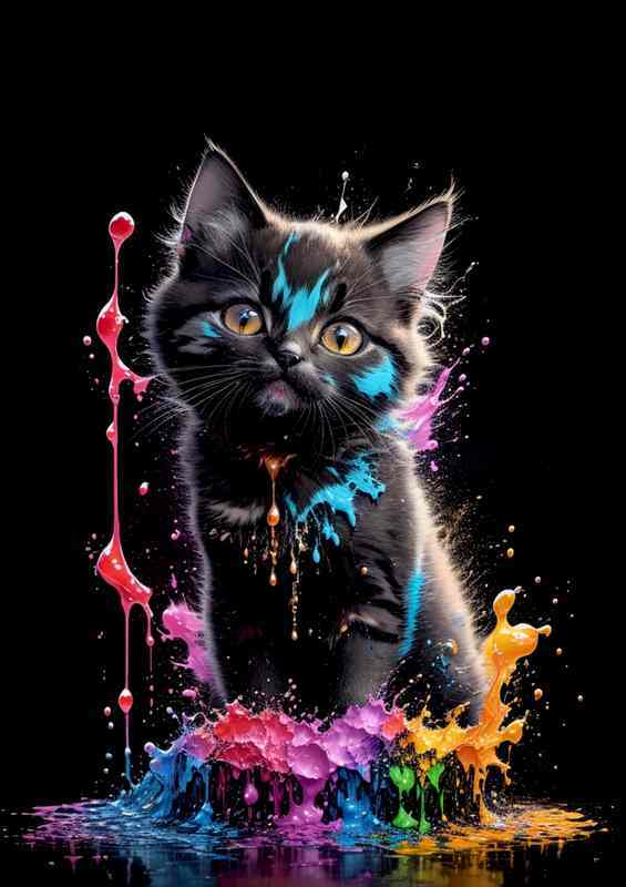 Colorful Cat Charm Artistic Splash Vision