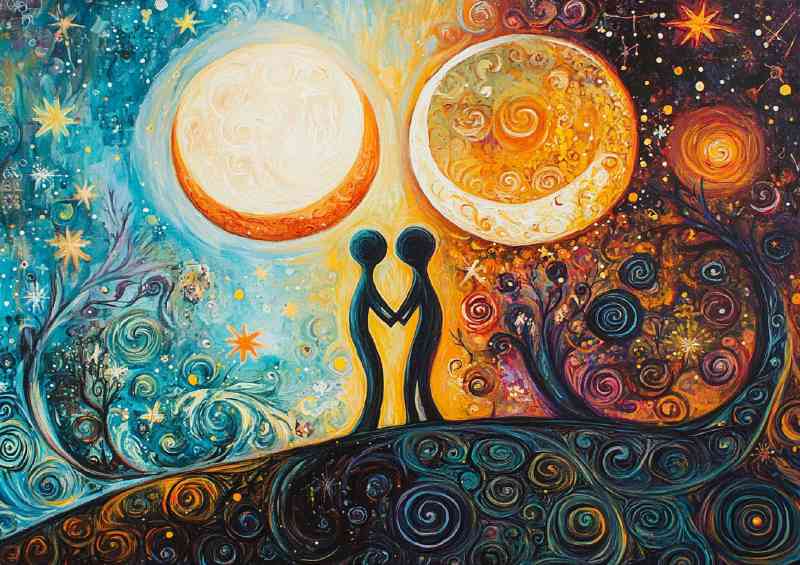 The balance of two moons one bright and the other dark