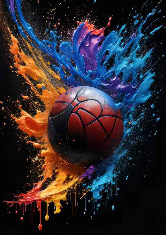 Dynamic Basketball Diva Colorful Splash Artistry