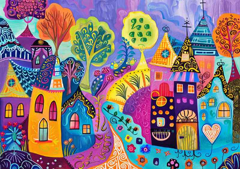 Wimsical folk art village