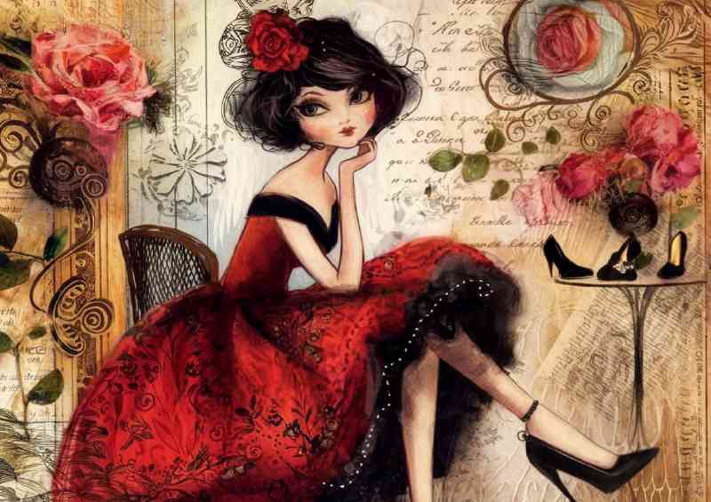 Artistic representation of a woman in paris