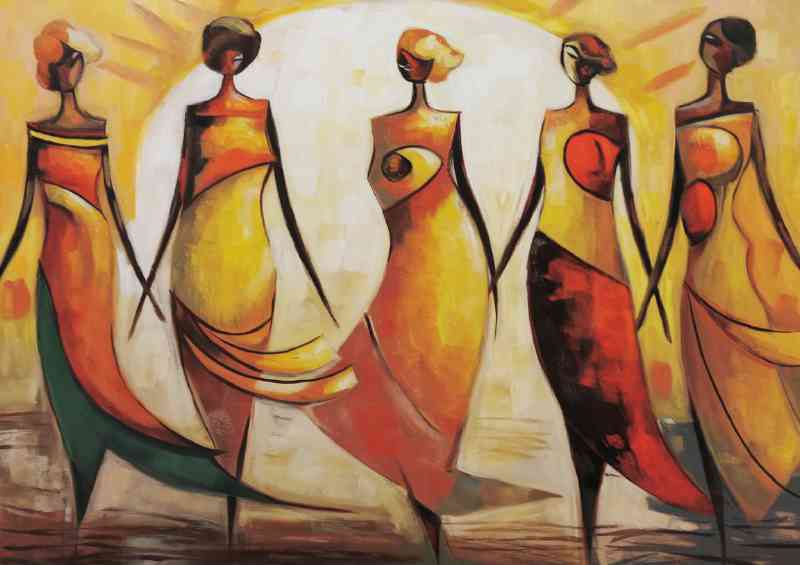 Five ladys standing side by side