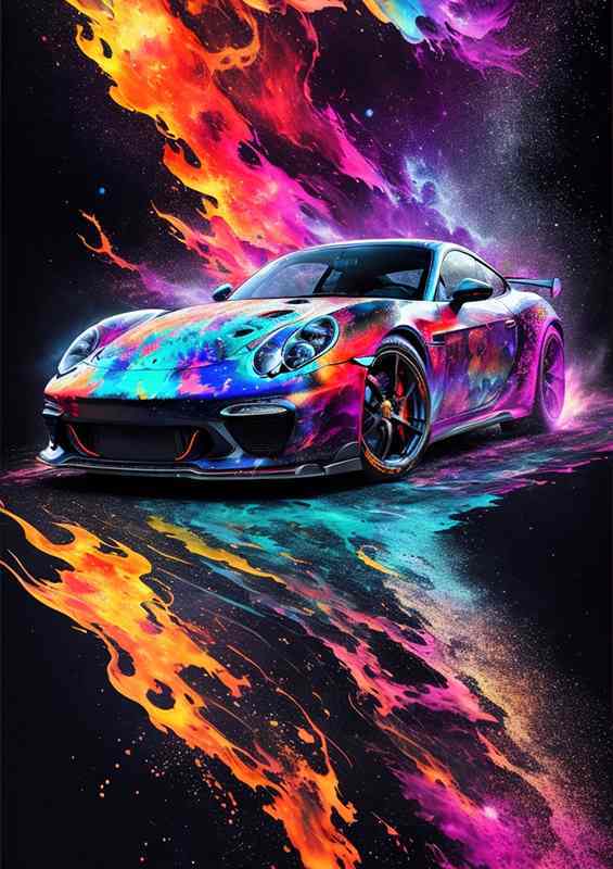 Elegant Automotive Angel Vibrant Splash Art Scene