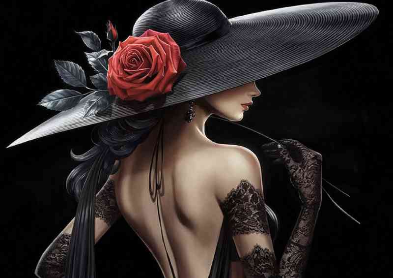 Lady wearking the large black hat