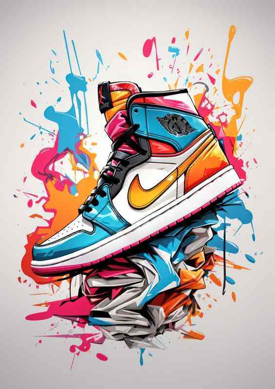 Elegant Calavera Footwear Vibrant Sneaker Splash Art