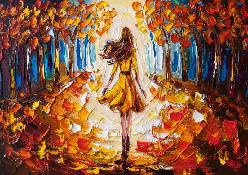 Pallet knife painting of a woman with-long flowing hair