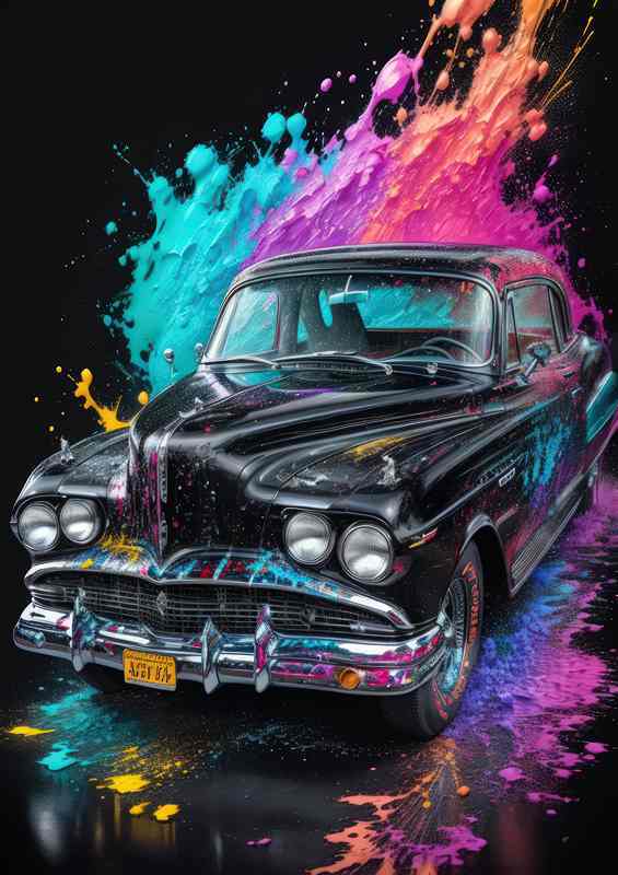 Elegant Engine Essence Vibrant Automotive Splash Art