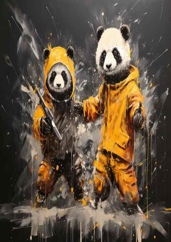 Fighting Pandas Tapestry Bold Splash Art Design