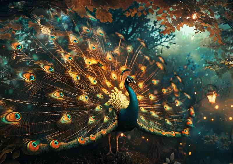 Peacock golden feathers