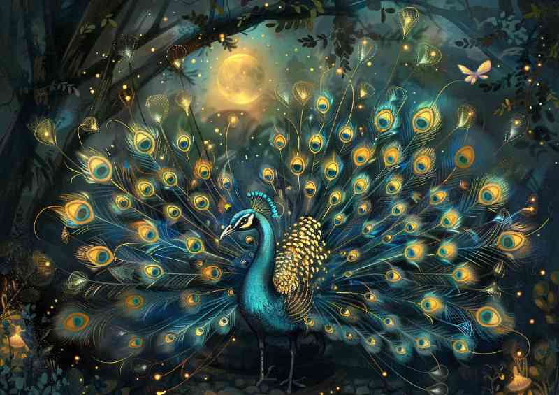Peacock in full plumeage