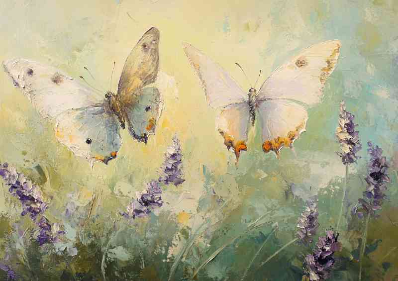 Butterflys flying in the lavender fields