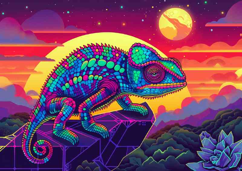 Chameleon in vibrant colors