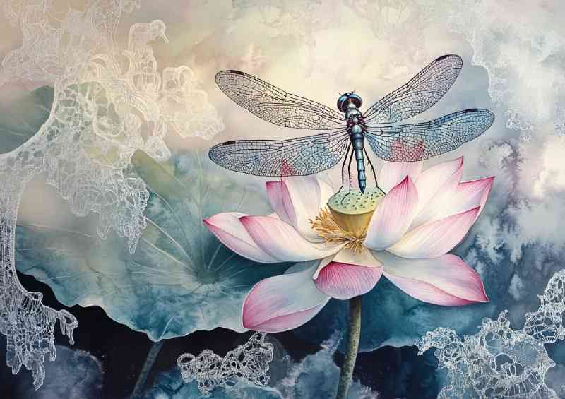 Delicate Dragonfly on a lilly