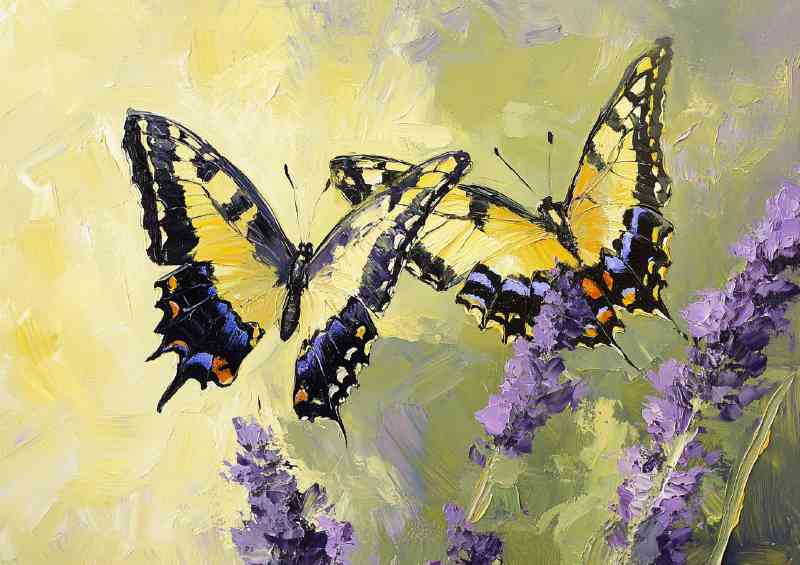 Painting of two butterflies on lavender