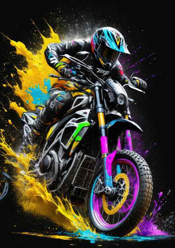Motocross Splash Dirt Bike Art