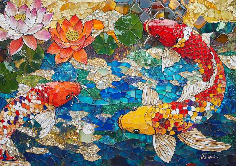 Abstract point koi fish