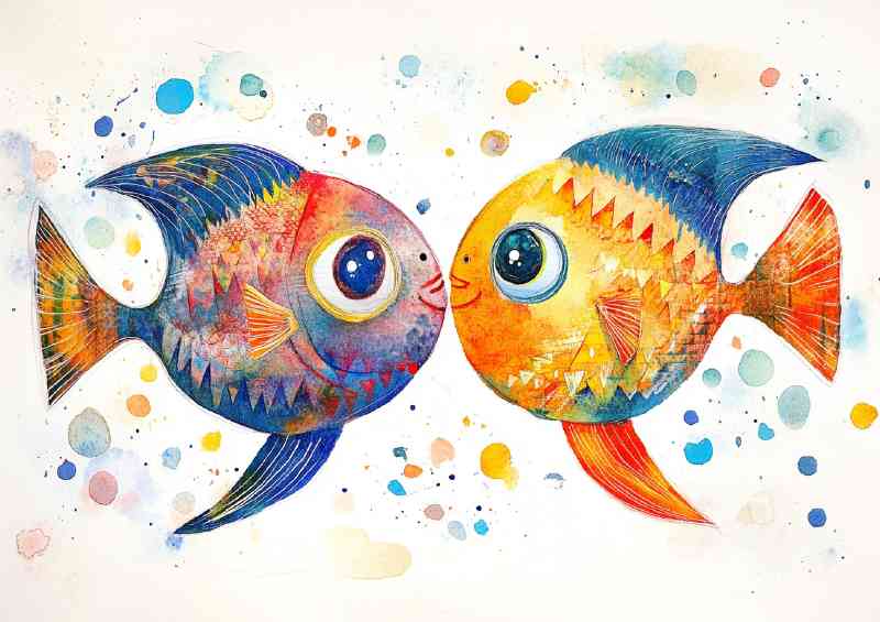 Abstract style big eyed fish