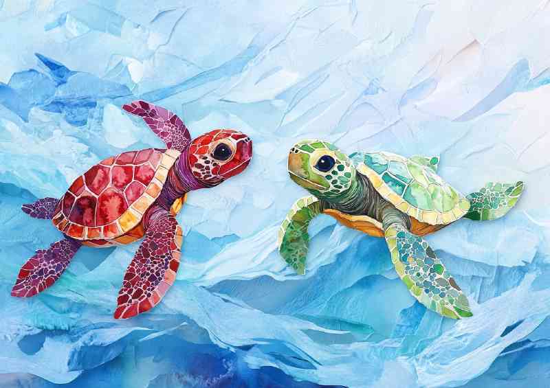 Colourful pair of water turtles