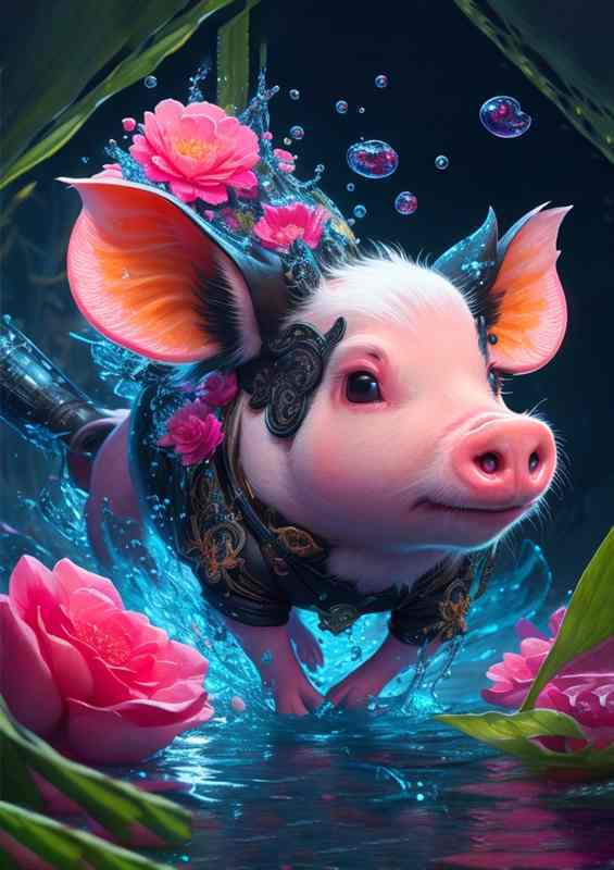 Radiant Pig Reflection Splash Art Spectacle