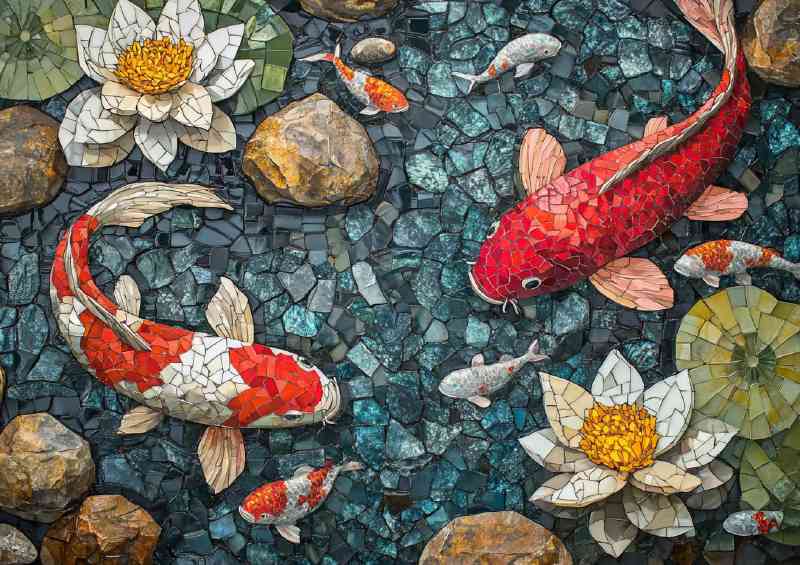 Mosaic style koi in the water