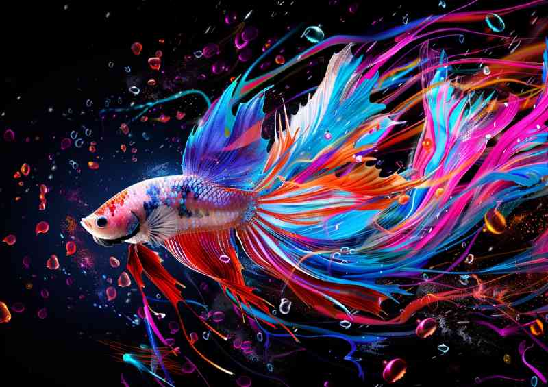 Multi coloured betta fish underwater
