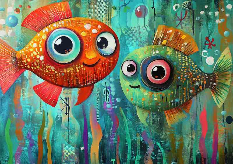 Underwater duo of fish school