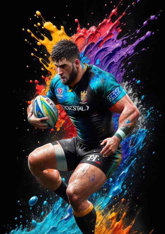Rugby Visionary Colorful Splash Artistry