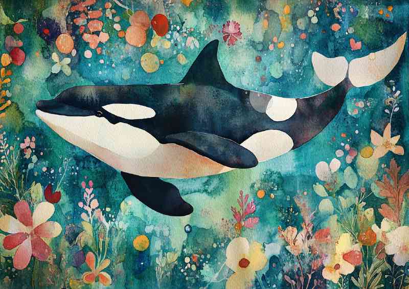 Whimsical watercolours of the Orca whale