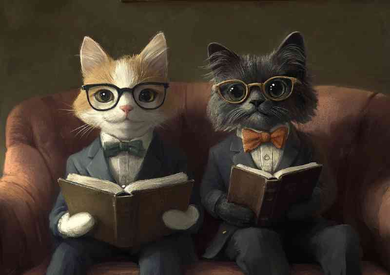 Cat and dog in suits surreal