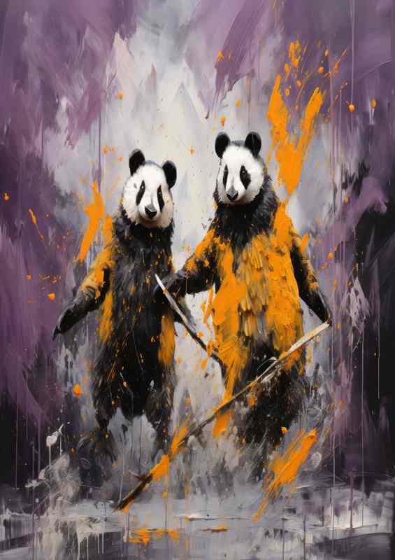 Spectacular Pandas Wisdom Unique Splash Artwork